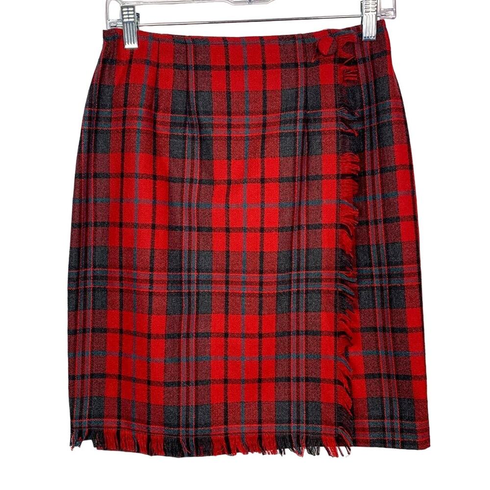 Forenza Red and Black Plaid Midi Skirt